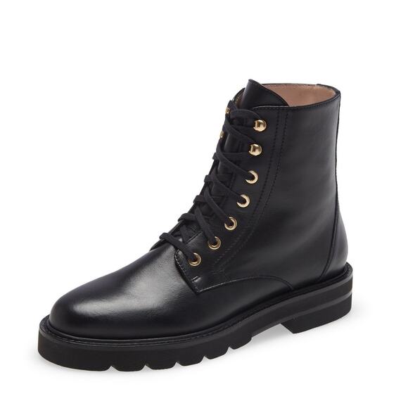 Stuart Weitzman Womens Mila Lift Booties US 6.5 EU 37 Black Leather Lace Up NWOB - Picture 1 of 11